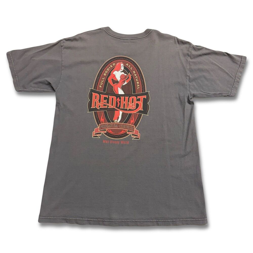 Jessica Rabbit Red Hot Disneyland T-Shirt Gray Mens L Walt Disney Roger Rabbit